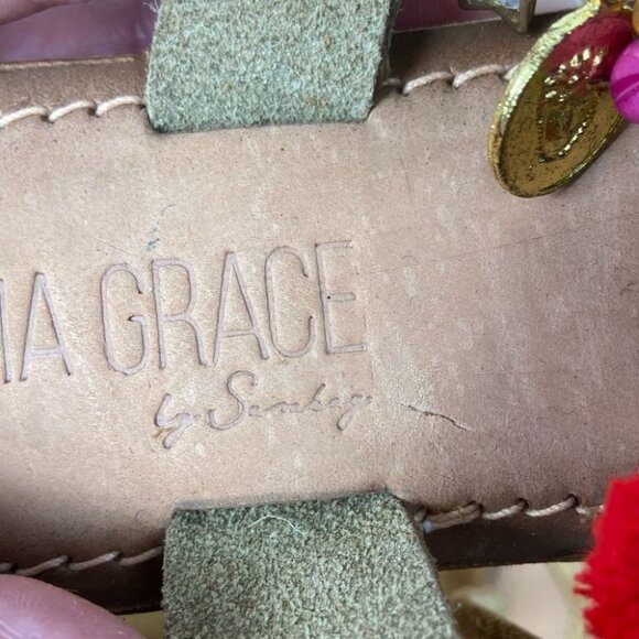 India Grace Pipa Boho Tie Up PomPom Gladiator Sandals Size 5 Sambag Charms Beach - Picture 9 of 16